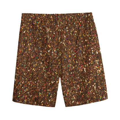 Brown (NOT Real) Glitter Print Men's Sports Shorts