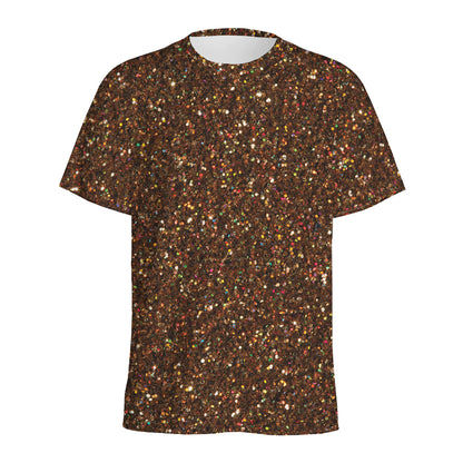 Brown (NOT Real) Glitter Print Men's Sports T-Shirt
