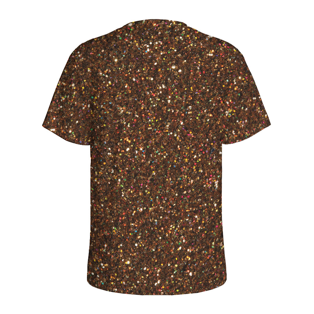 Brown (NOT Real) Glitter Print Men's Sports T-Shirt