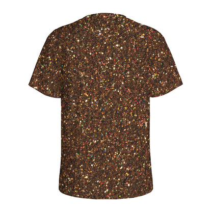 Brown (NOT Real) Glitter Print Men's Sports T-Shirt