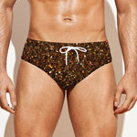 Brown (NOT Real) Glitter Print Men's Swim Briefs