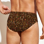 Brown (NOT Real) Glitter Print Men's Swim Briefs