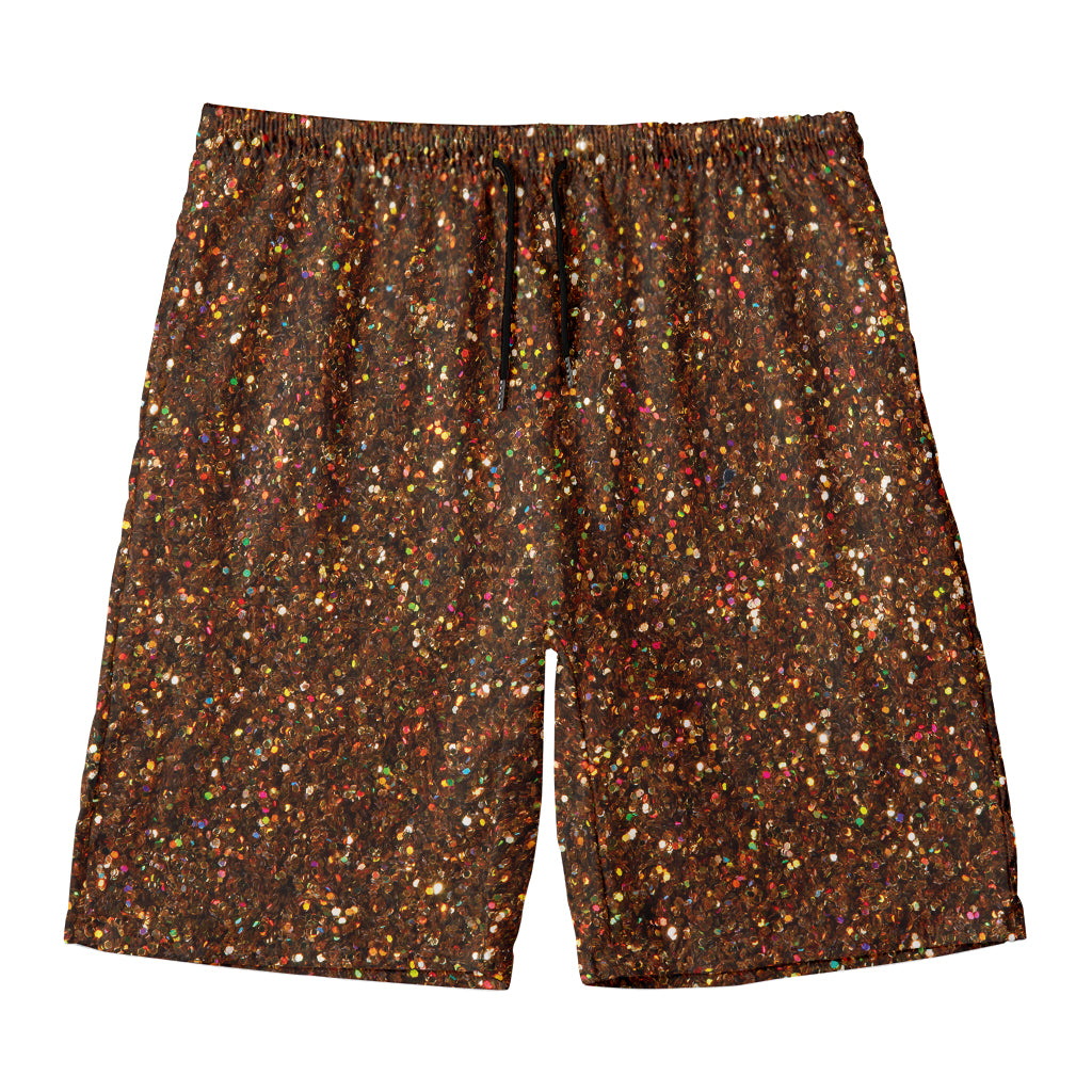 Brown (NOT Real) Glitter Print Men's Swim Trunks