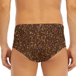 Brown (NOT Real) Glitter Print Men's Triangle Swim Briefs