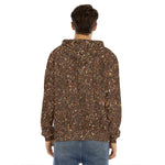 Brown (NOT Real) Glitter Print Men's Velvet Pullover Hoodie