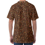 Brown (NOT Real) Glitter Print Men's Velvet T-Shirt