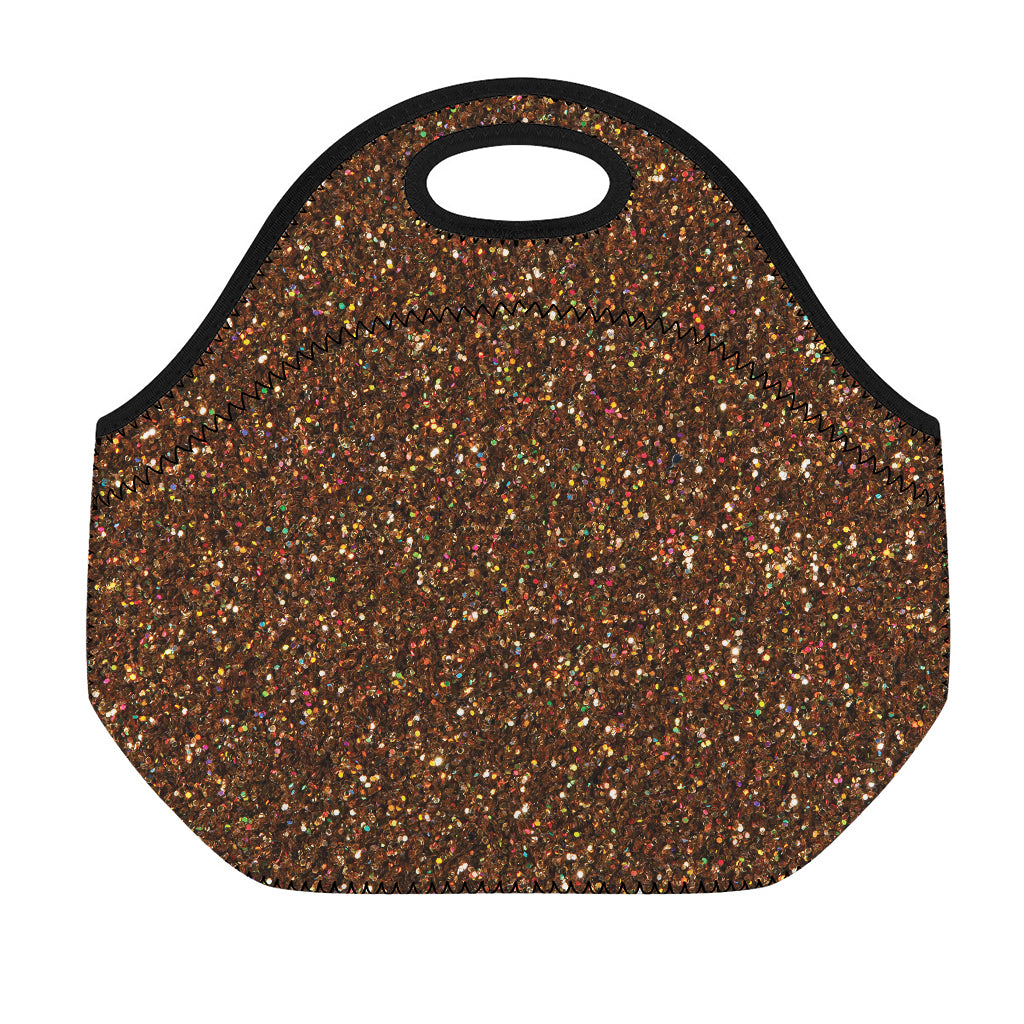 Brown (NOT Real) Glitter Print Neoprene Lunch Bag