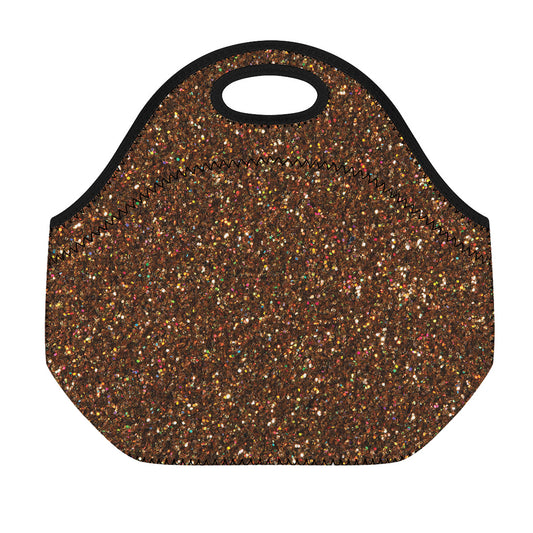 Brown (NOT Real) Glitter Print Neoprene Lunch Bag