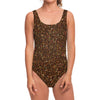 Brown (NOT Real) Glitter Print One Piece Swimsuit