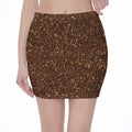 Brown (NOT Real) Glitter Print Pencil Mini Skirt