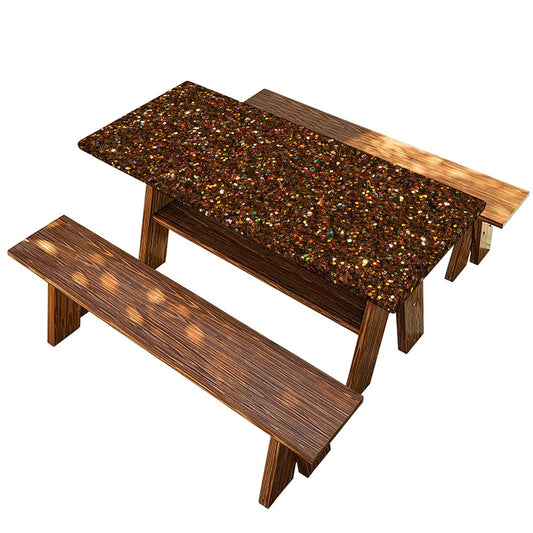 Brown (NOT Real) Glitter Print Picnic Table Cover