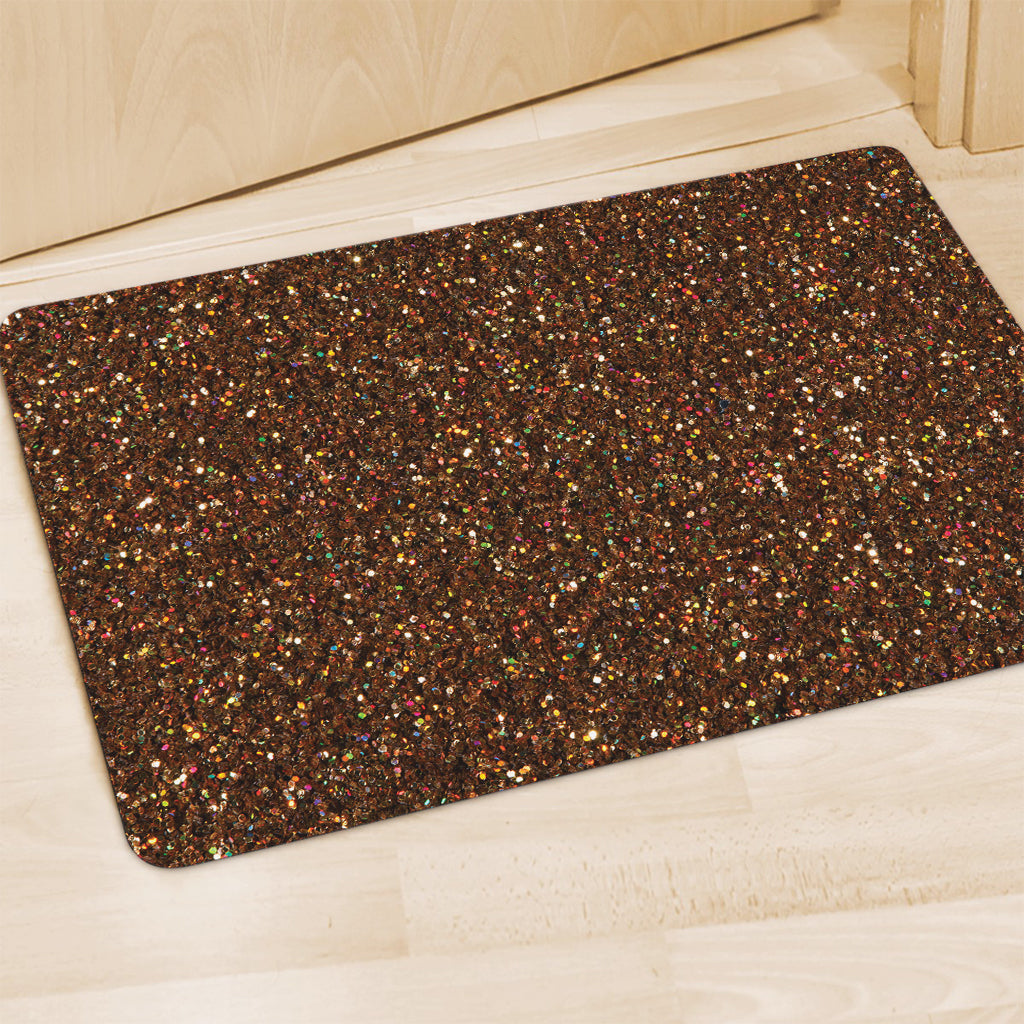 Brown (NOT Real) Glitter Print Polyester Doormat