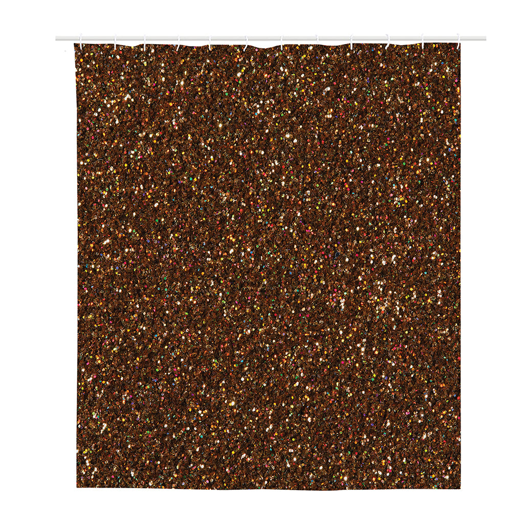 Brown (NOT Real) Glitter Print Polyester Shower Curtain