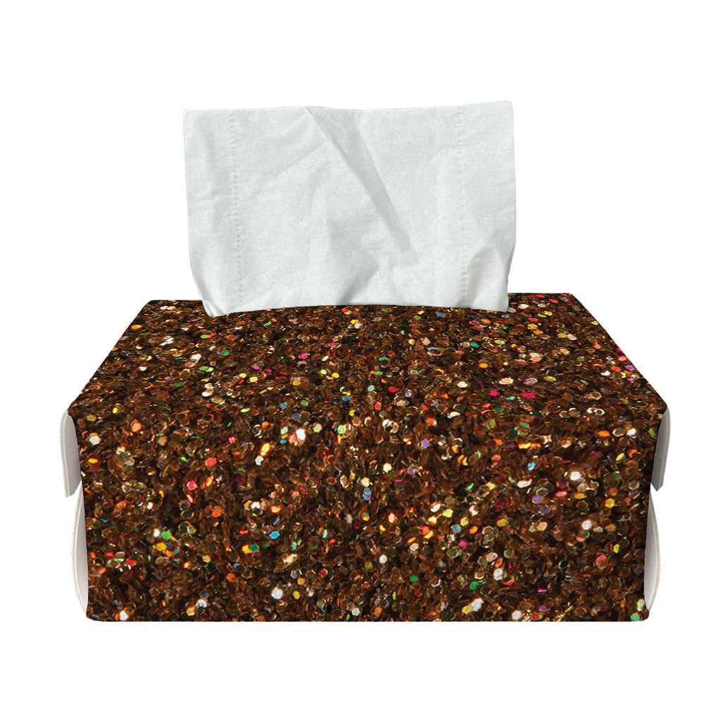 Brown (NOT Real) Glitter Print Rectangle Tissue Box Cover