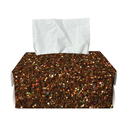 Brown (NOT Real) Glitter Print Rectangle Tissue Box Cover