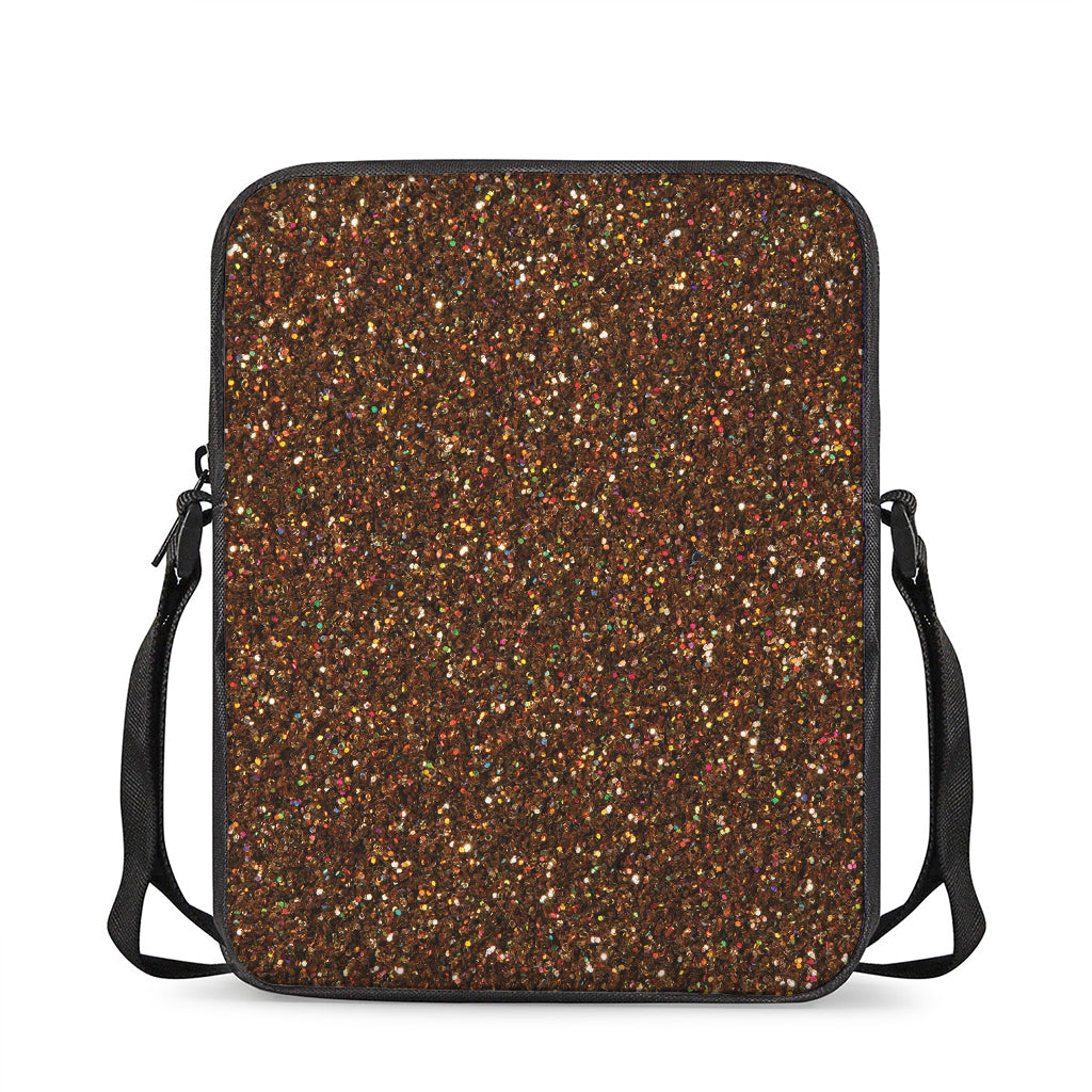 Brown (NOT Real) Glitter Print Rectangular Crossbody Bag