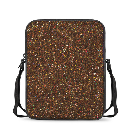 Brown (NOT Real) Glitter Print Rectangular Crossbody Bag