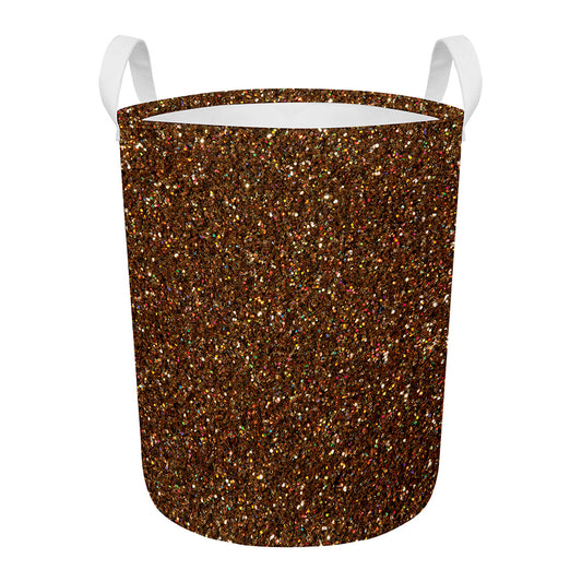 Brown (NOT Real) Glitter Print Round Laundry Basket