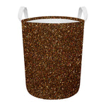 Brown (NOT Real) Glitter Print Round Laundry Basket