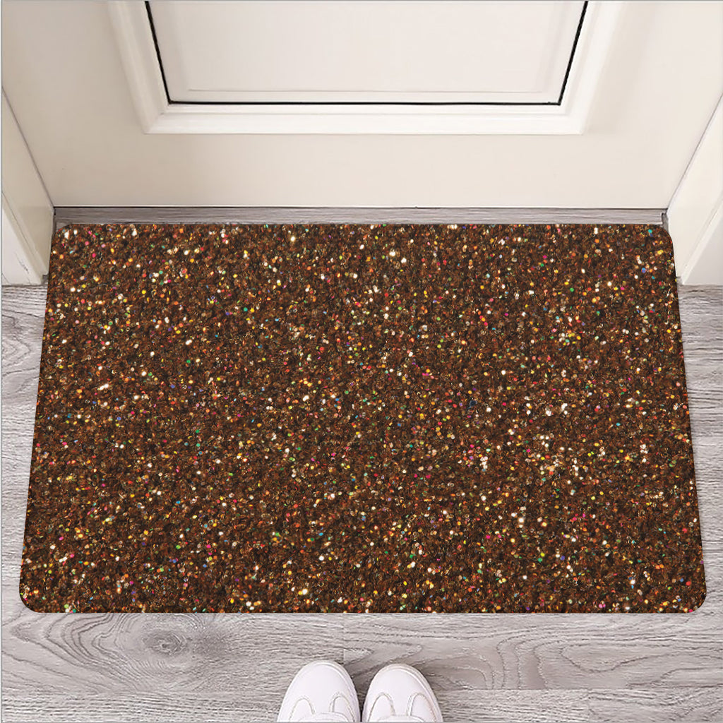 Brown (NOT Real) Glitter Print Rubber Doormat