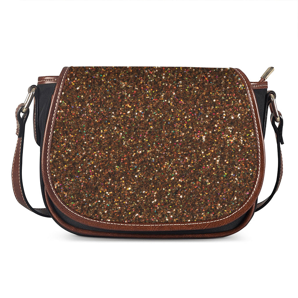 Brown (NOT Real) Glitter Print Saddle Bag