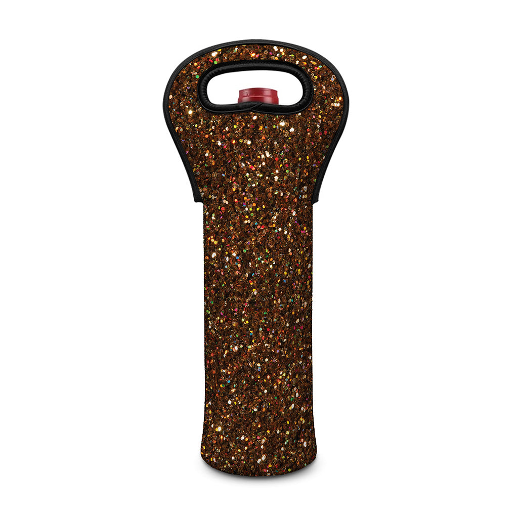 Brown (NOT Real) Glitter Print Single Neoprene Wine Tote