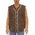 Brown (NOT Real) Glitter Print Sleeveless Baseball Jersey