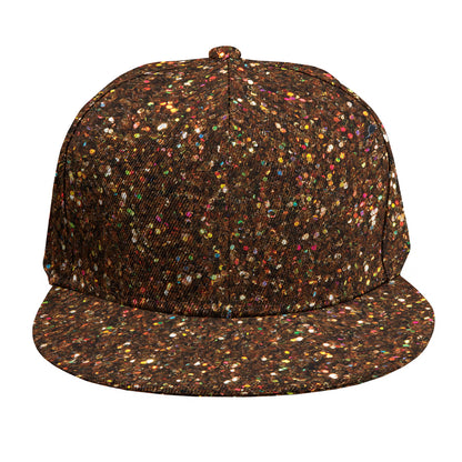 Brown (NOT Real) Glitter Print Snapback Cap