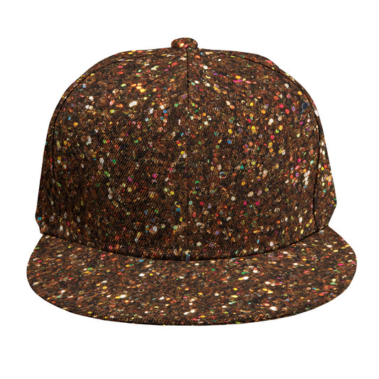Brown (NOT Real) Glitter Print Snapback Cap