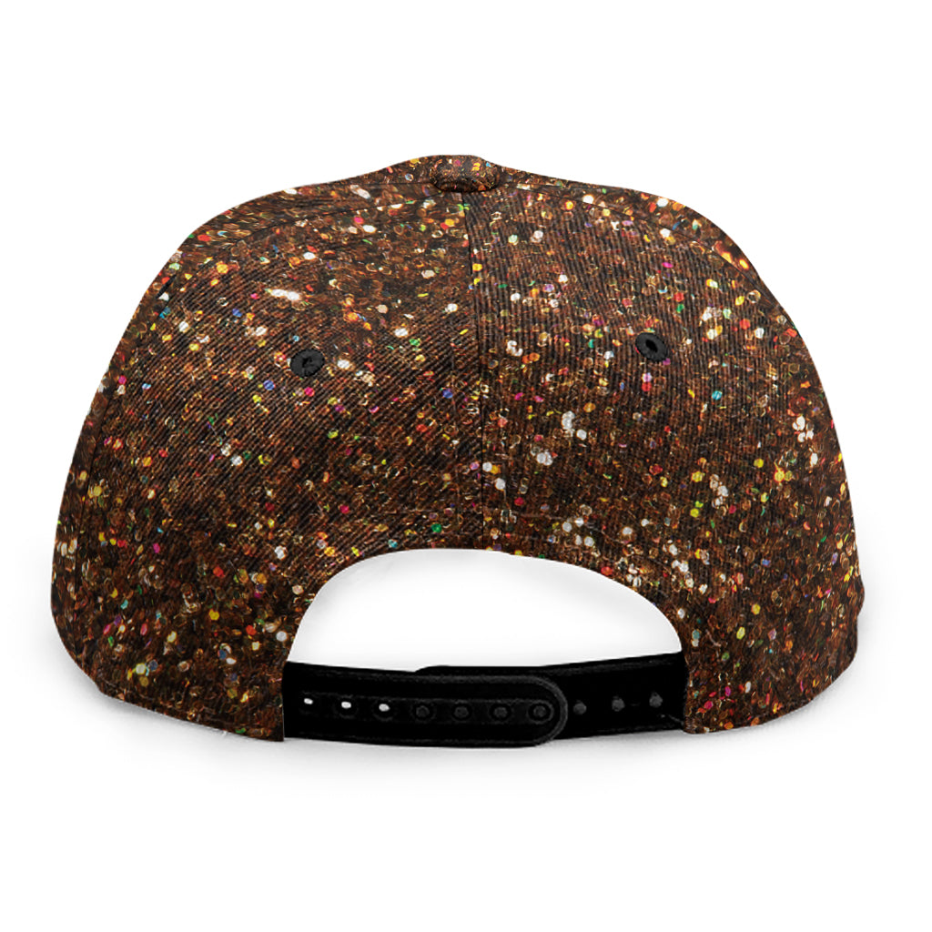Brown (NOT Real) Glitter Print Snapback Cap