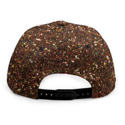 Brown (NOT Real) Glitter Print Snapback Cap