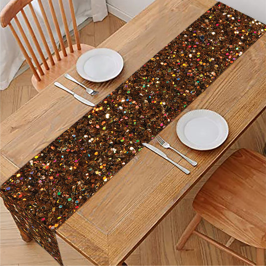 Brown (NOT Real) Glitter Print Table Runner