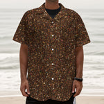 Brown (NOT Real) Glitter Print Textured Short Sleeve Shirt