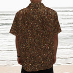 Brown (NOT Real) Glitter Print Textured Short Sleeve Shirt