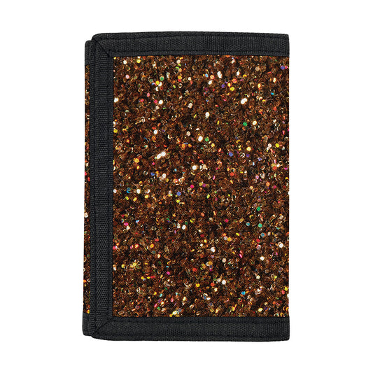 Brown (NOT Real) Glitter Print Trifold Wallet