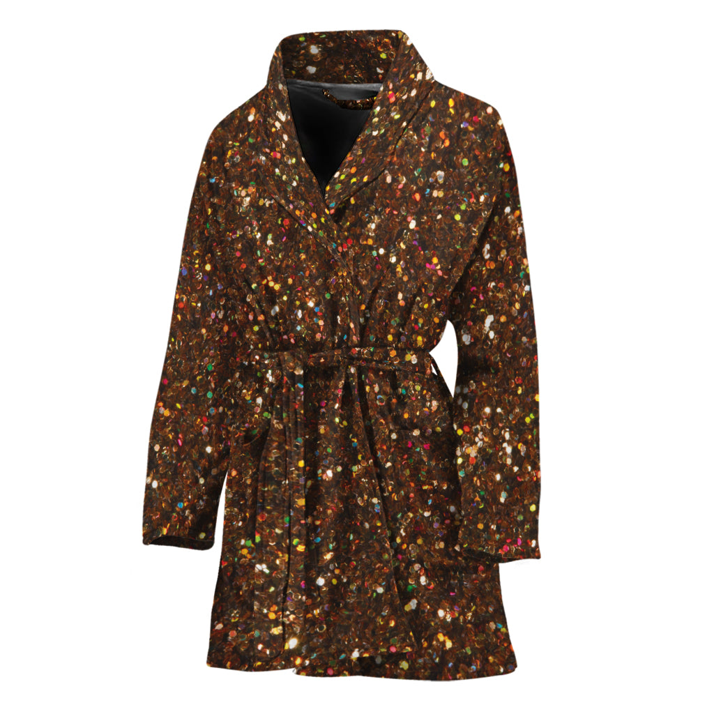 Brown (NOT Real) Glitter Print Women's Bathrobe