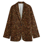 Brown (NOT Real) Glitter Print Women's Blazer