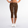Brown (NOT Real) Glitter Print Women's Capri Leggings