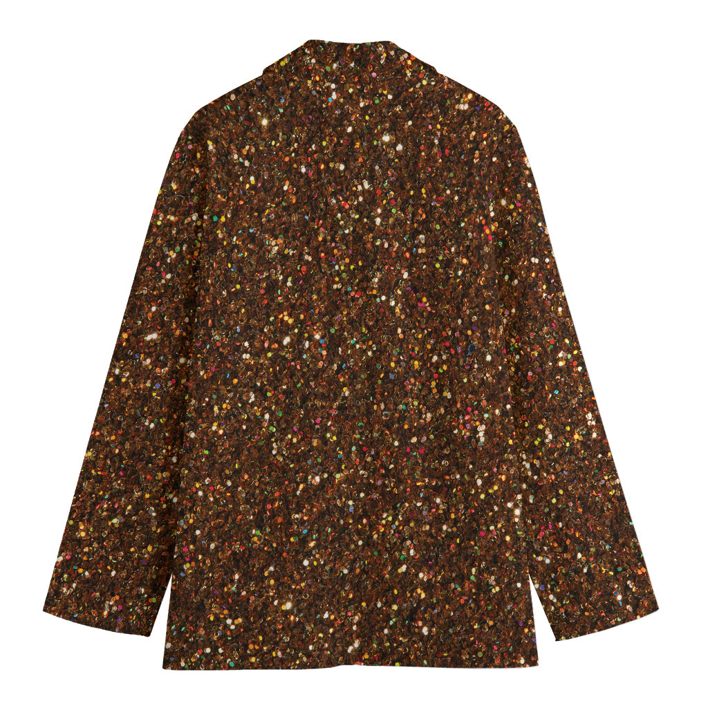 Brown (NOT Real) Glitter Print Women's Cotton Blazer