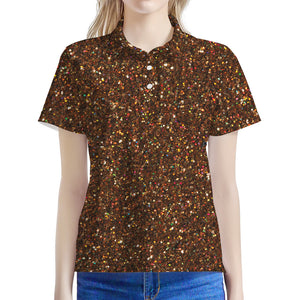 Brown (NOT Real) Glitter Print Women's Polo Shirt