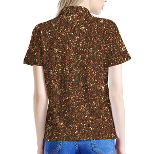 Brown (NOT Real) Glitter Print Women's Polo Shirt