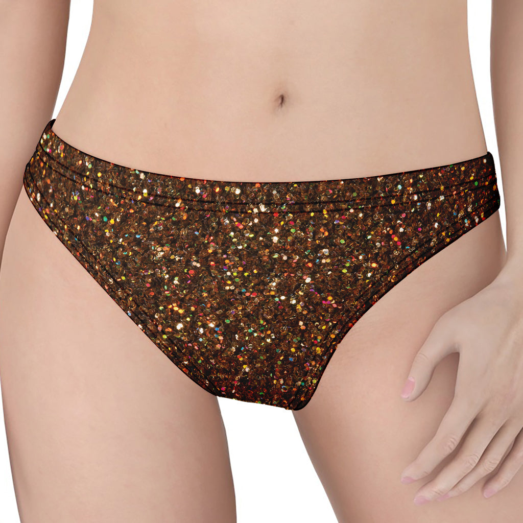 Brown (NOT Real) Glitter Print Women's Thong