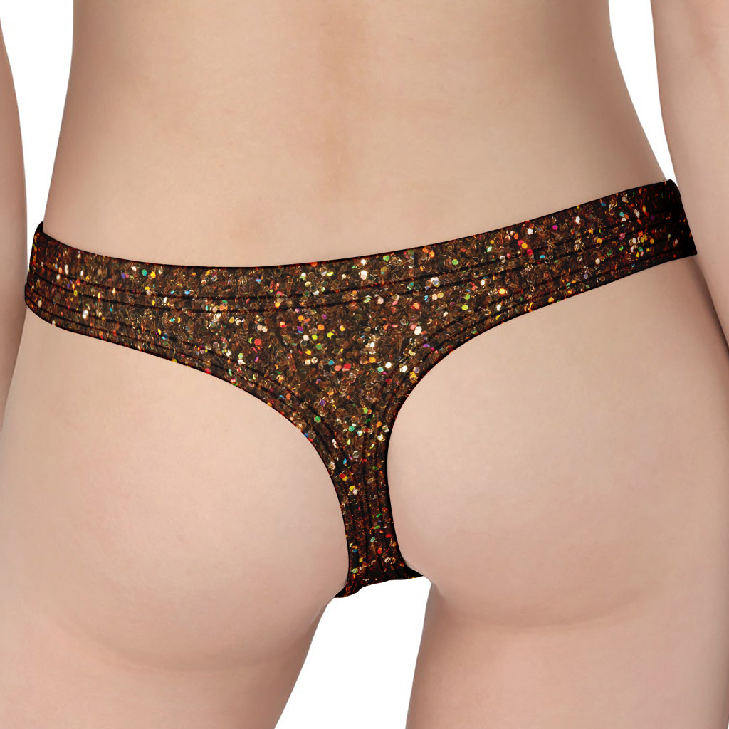 Brown (NOT Real) Glitter Print Women's Thong
