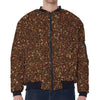 Brown (NOT Real) Glitter Print Zip Sleeve Bomber Jacket