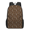 Brown Paw And Bone Pattern Print 17 Inch Backpack