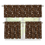 Brown Paw And Bone Pattern Print 3 Piece Kitchen Curtains