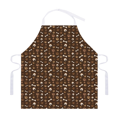 Brown Paw And Bone Pattern Print Adjustable Apron