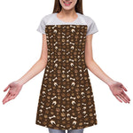 Brown Paw And Bone Pattern Print Adjustable Apron