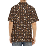 Brown Paw And Bone Pattern Print Aloha Shirt