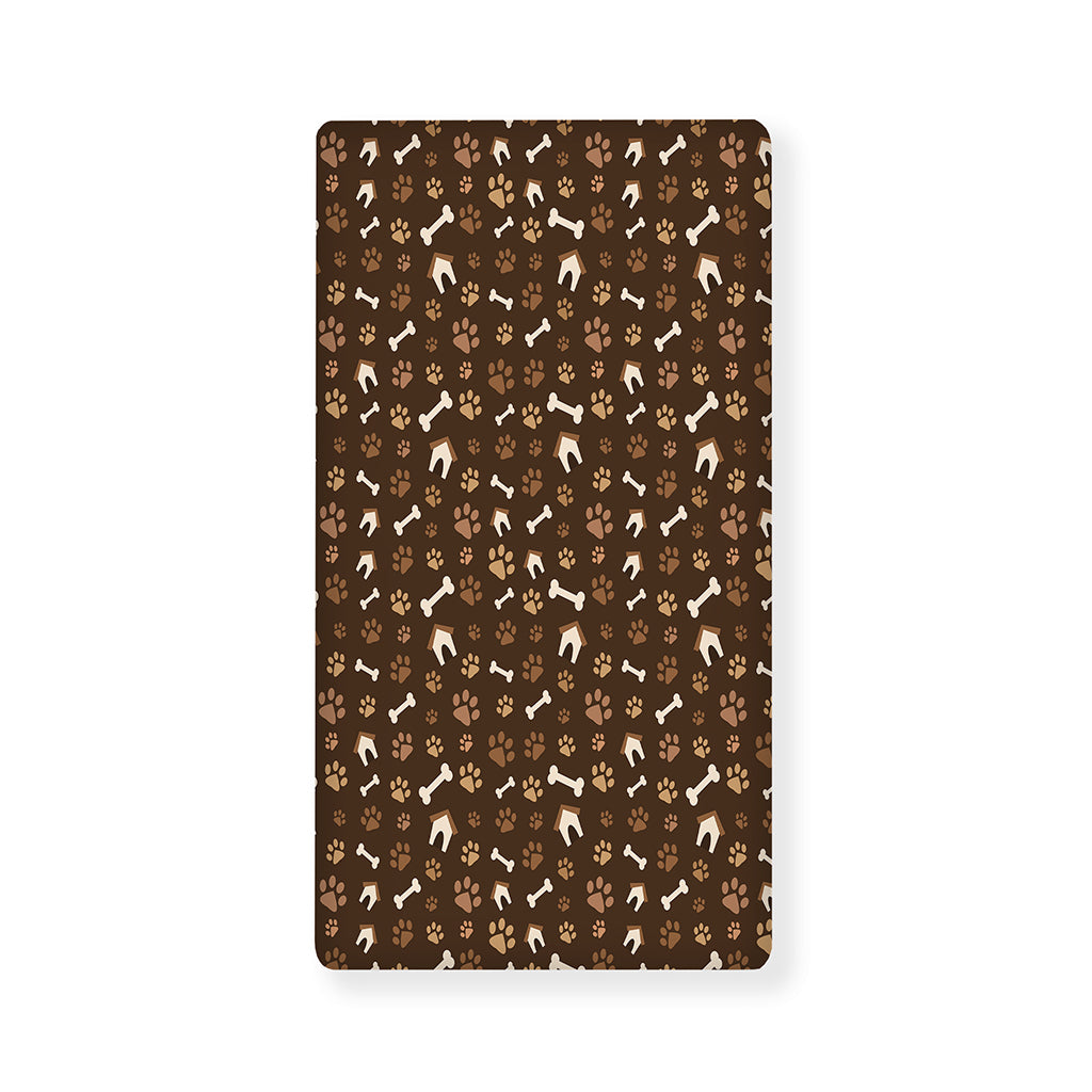 Brown Paw And Bone Pattern Print Baby Crib Sheet